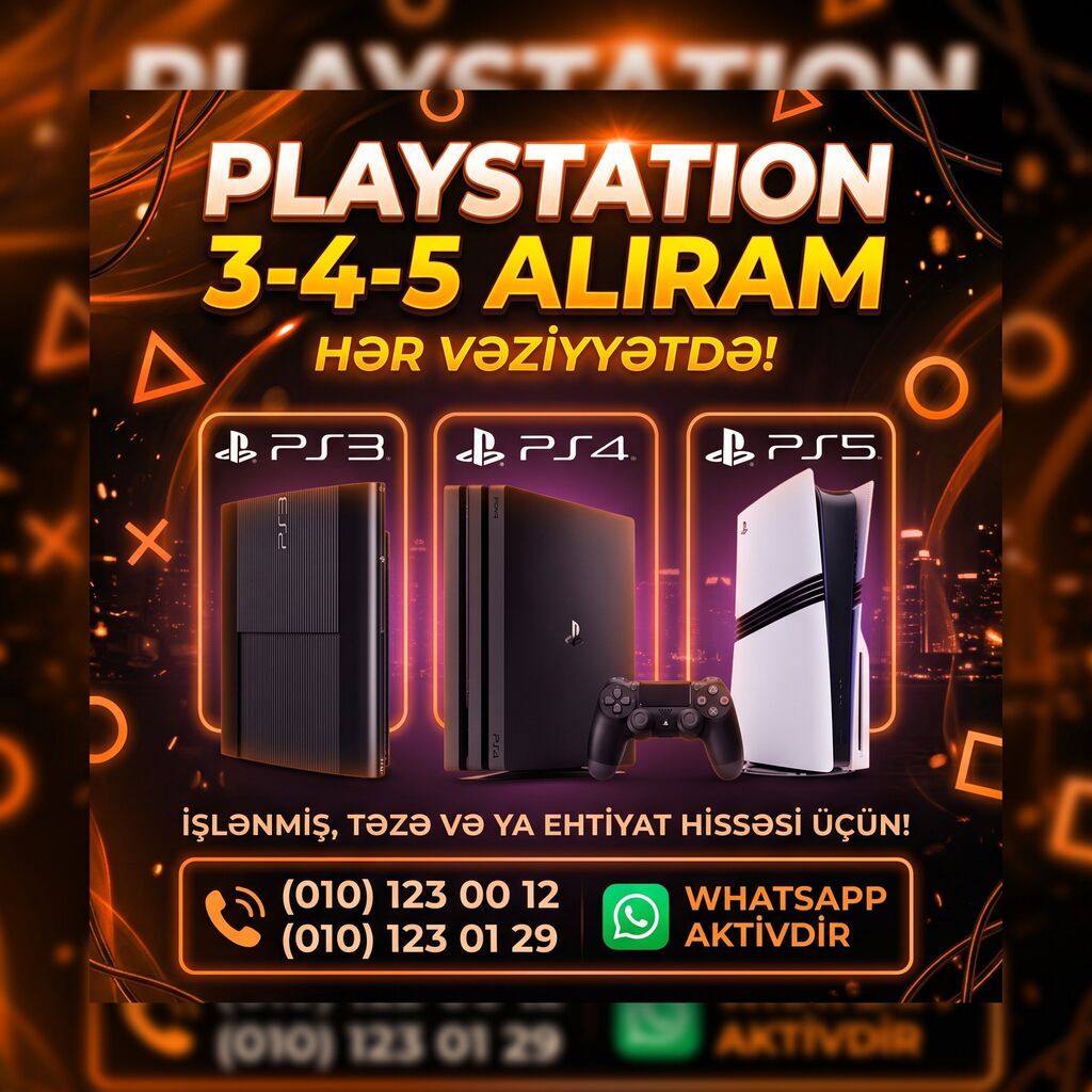 PlayStation konsollarının alışı xidmətı. Aşağıdakı modellər qəbul