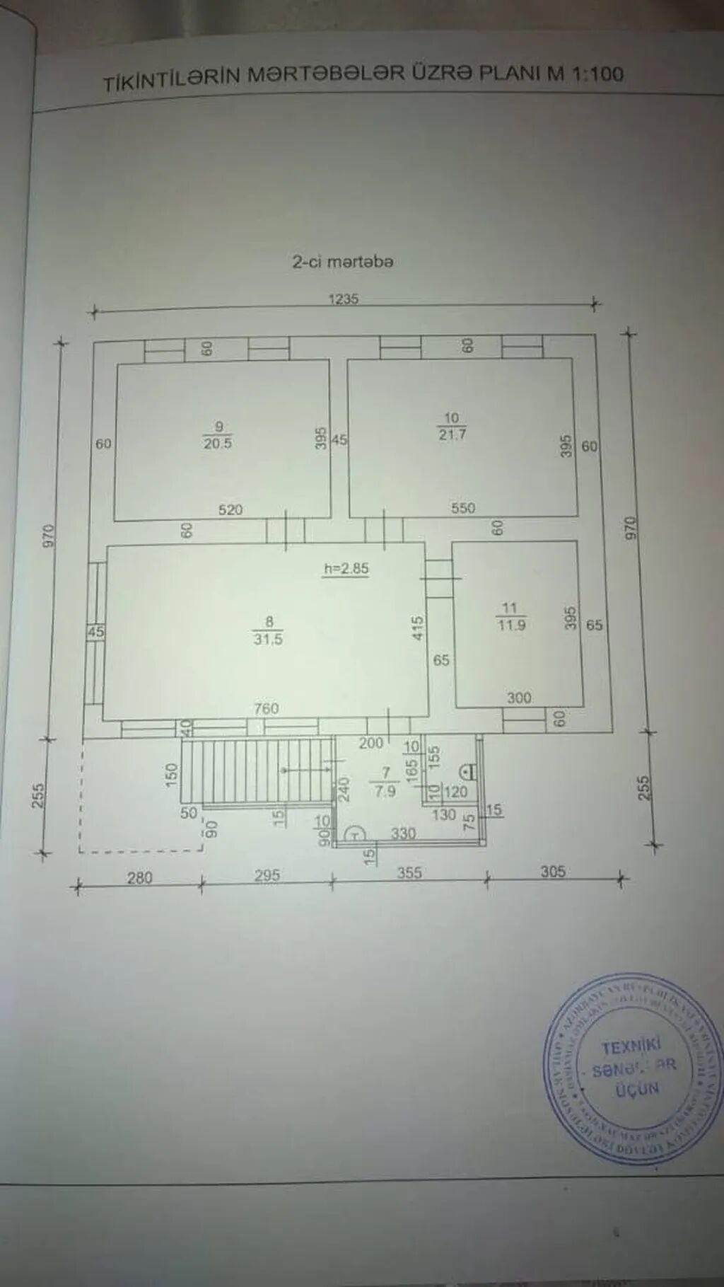 7 otaqlı, 196 kv. m, Kredit yoxdur, Orta təmir