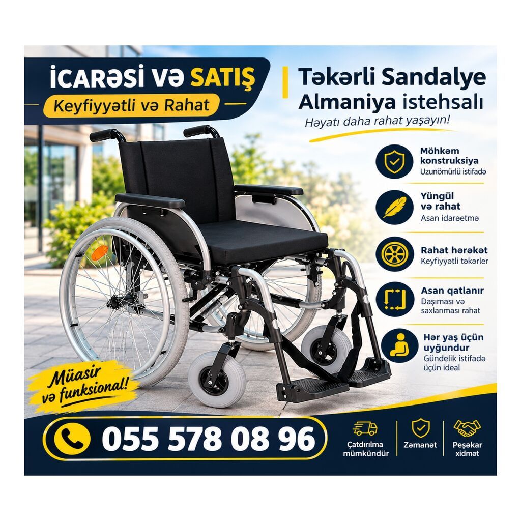 Almaniya istehsalı əlil arabası – icarə və satış Xüsusiyyətlər: -