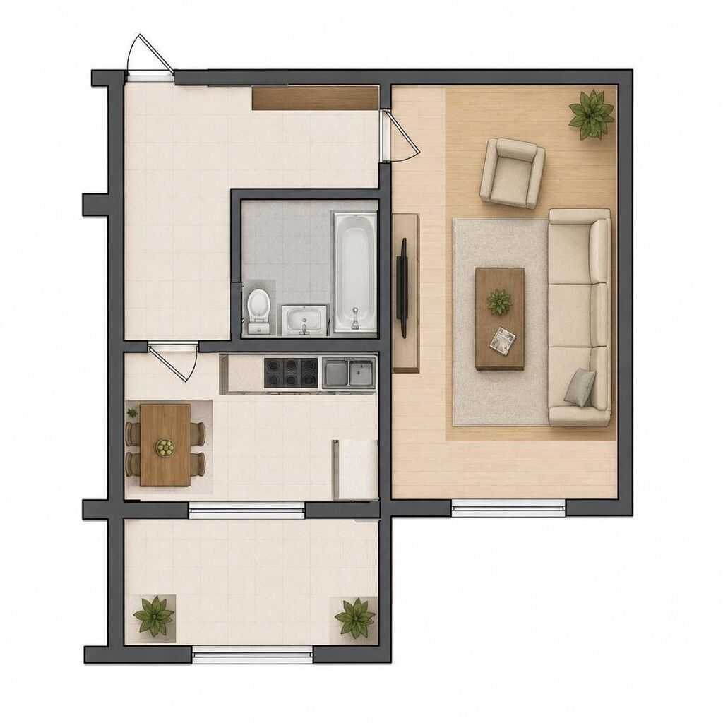 1 комната, 48 м², Городское ГАИ 108 серия, 2 этаж, ПСО (под самоотделку): фото 1