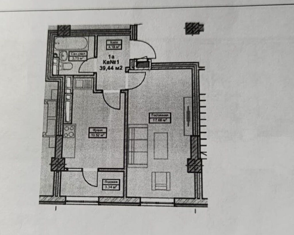 1 комната, 39 м², Элитка, 5 этаж, ПСО (под самоотделку) — фото 5