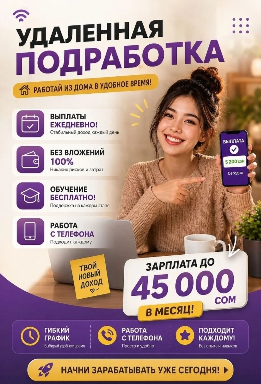 Другие специальности: Удалённая подработка - Работа из дома в удобное время - Выплаты