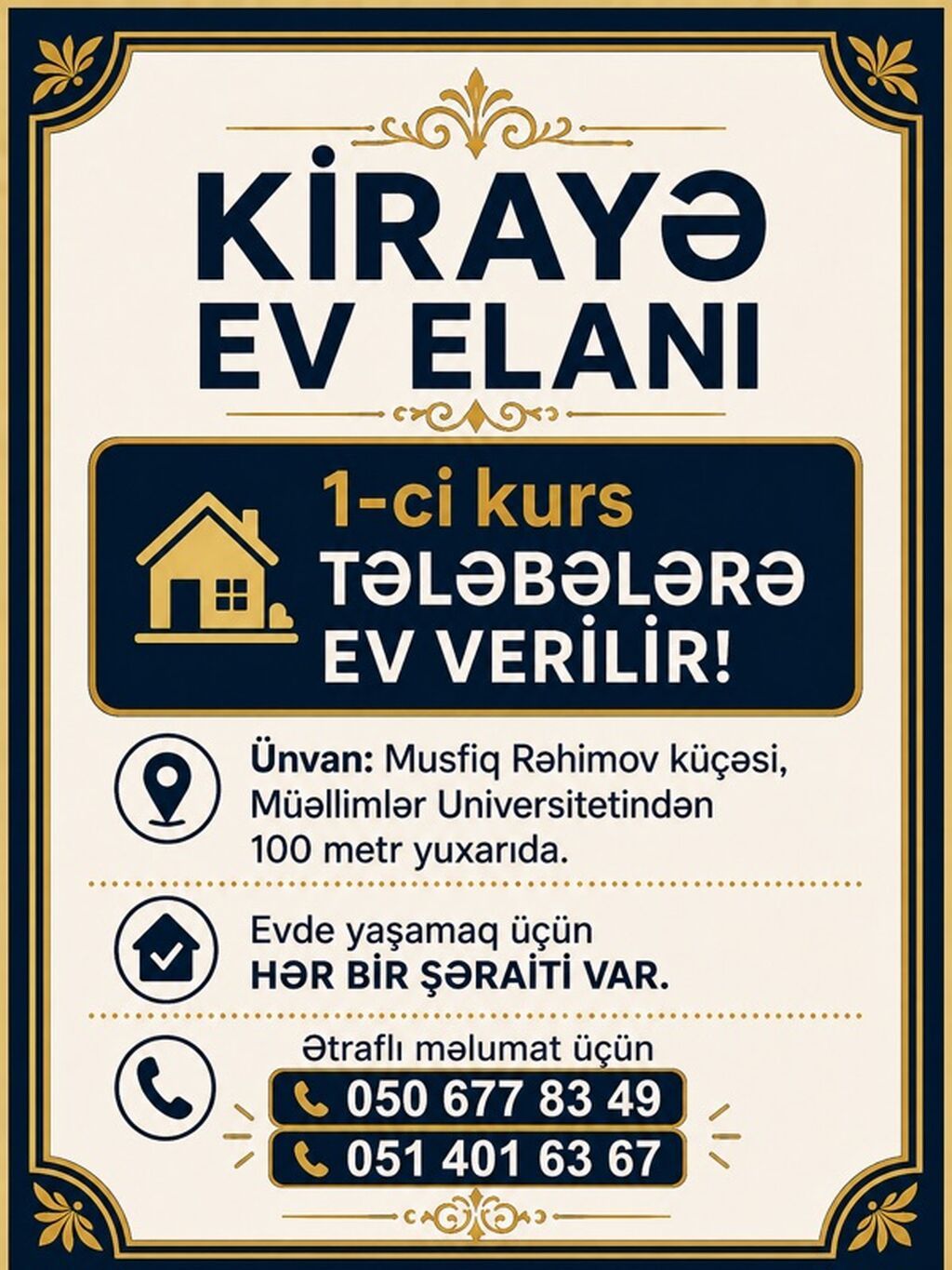 Kirayə mənzil 120azn(komunal daxıl) Yerləşmə: Musfiq Rəhimov küçəsi
