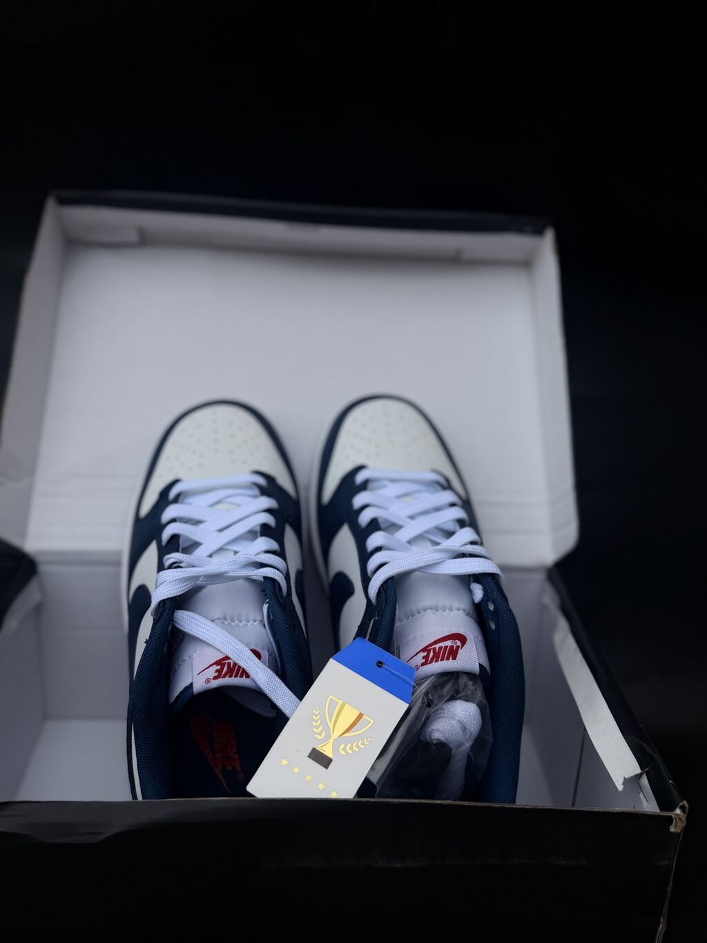 Кроссовки Nike Dunk Low темно-синие/белые: фото 3
