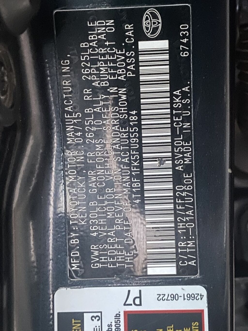 Toyota Camry: 2015 г., 2.5 л, Автомат, Седан: фото 2