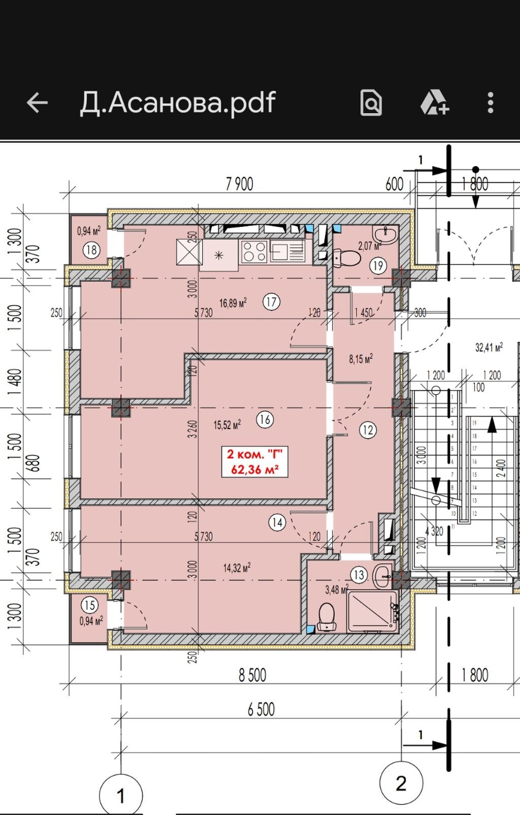 2 комнаты, 63 м², Западный (новый) автовокзал Индивидуалка, 1 этаж, ПСО (под самоотделку): фото 3