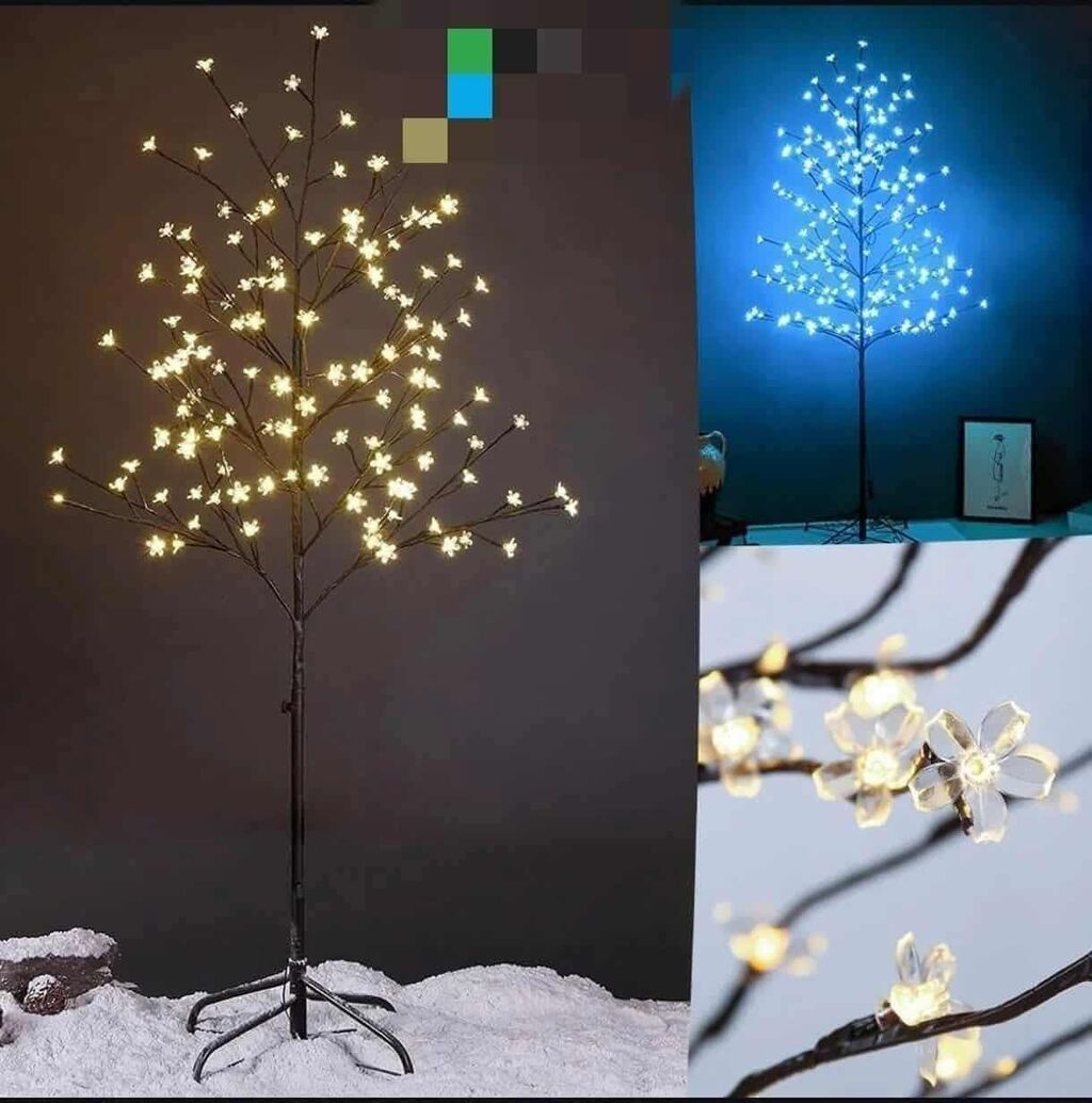 Praznična dekoracija: Dekorativno LED drvo sa cvetovima - Visoko, samostojeće dekorativno