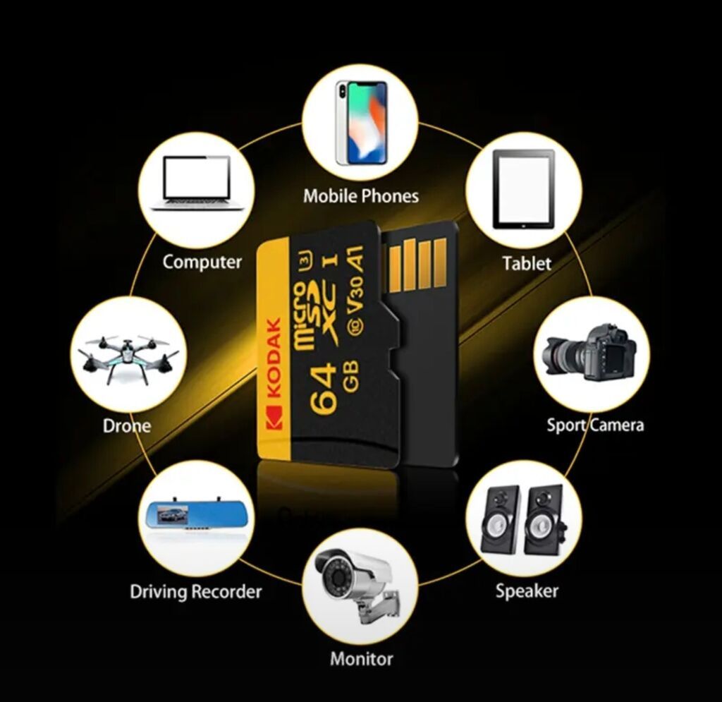 Карта памяти MicroSD 128/64 Гб KODAK UHS-1 U3 V30 A1, класс 10. Новая: фото 2