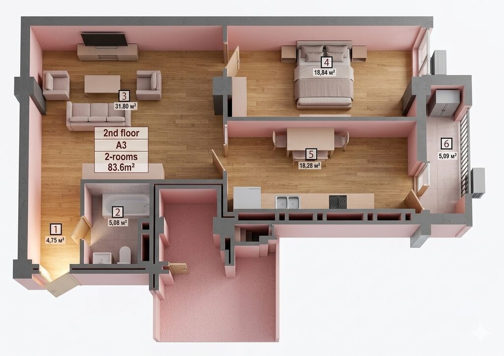 Сдам 2-комнатную квартиру 84 м² на ул. Баха / Гагарина: фото 2