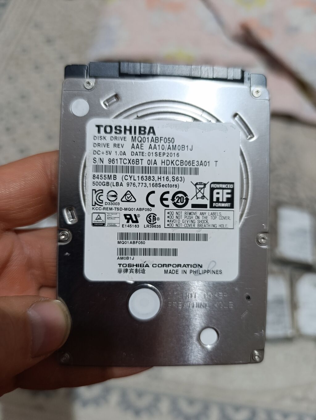 Продаются жёсткие диски для ноутбуков: Toshiba — 500 GB — 3 шт. Цена: фото 2