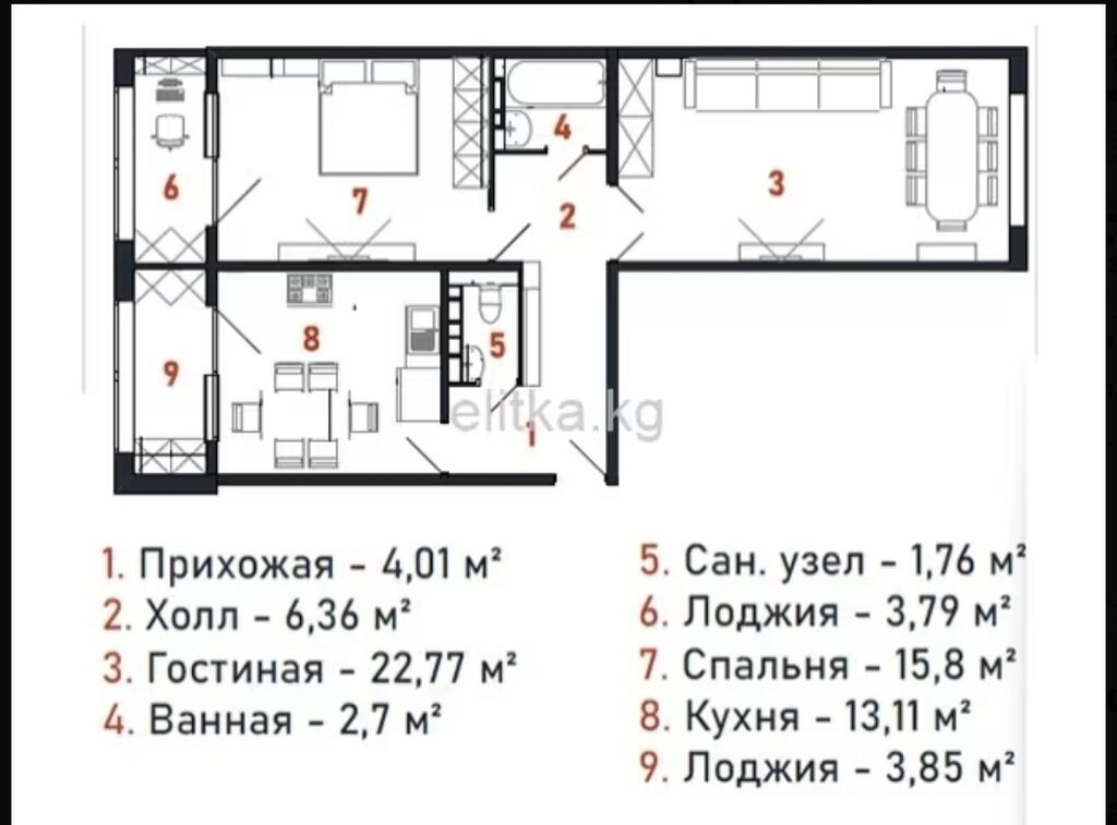 2 комнаты, 74 м², Церковь 108 серия, 6 этаж, ПСО (под самоотделку): фото 1