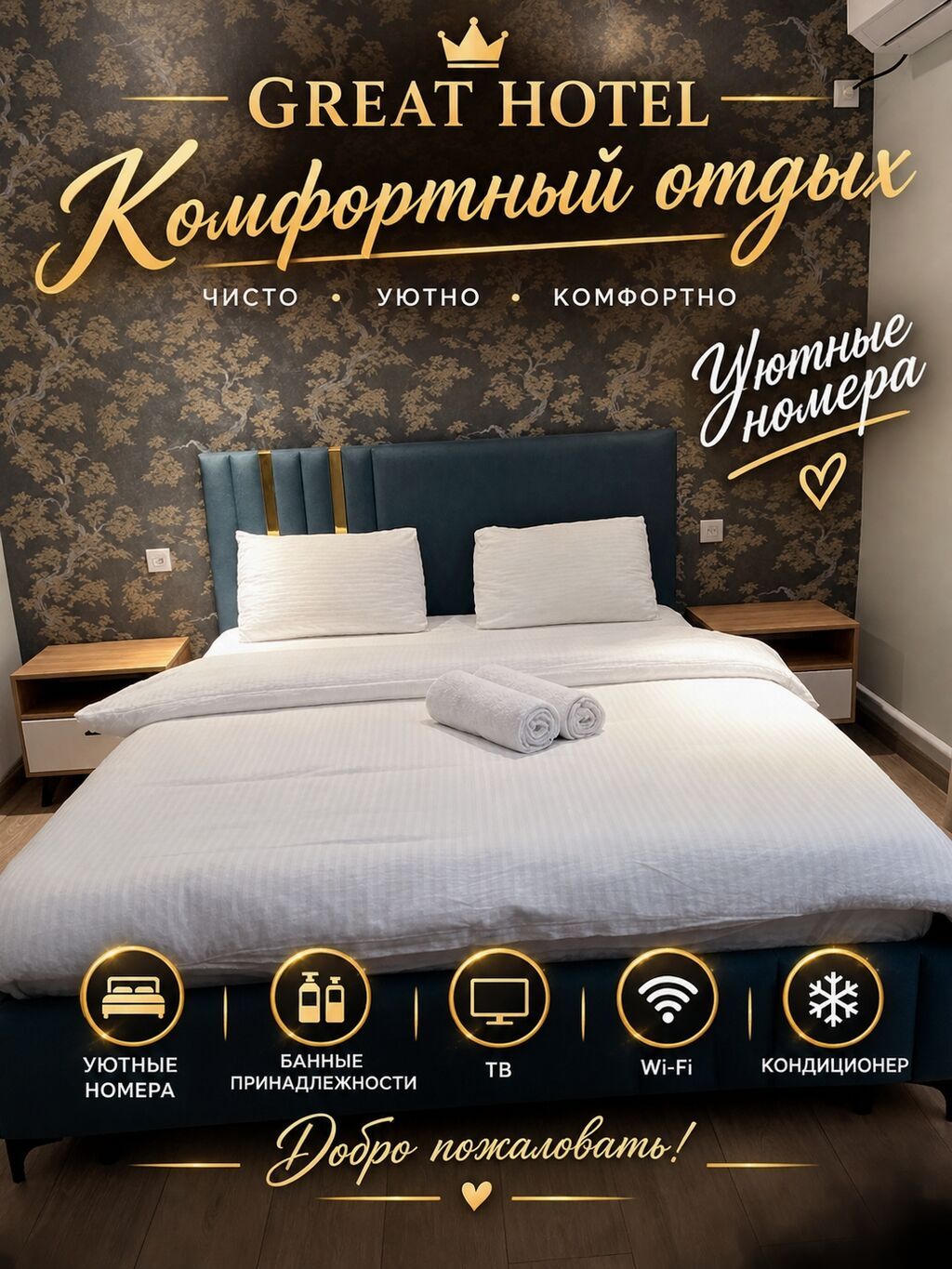 1 комната, 5 мкр, Душевая кабина, Постельное белье, Кондиционер, фото 1
