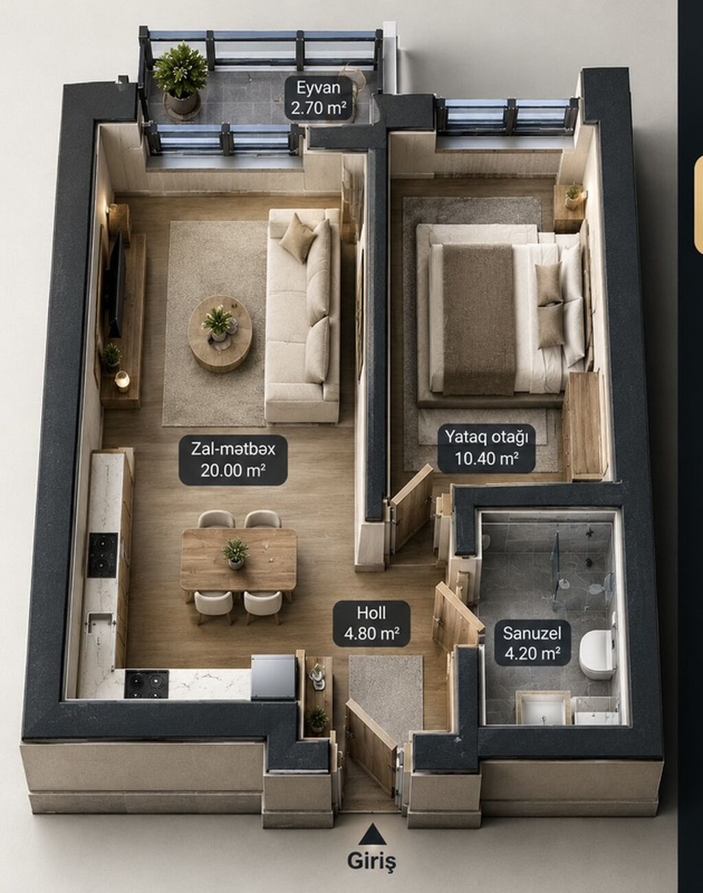 Xırdalanda 2 otaqlı yeni tikili mənzil satılır, 51 m², 56 100 AZN, şəkil 5 / 5