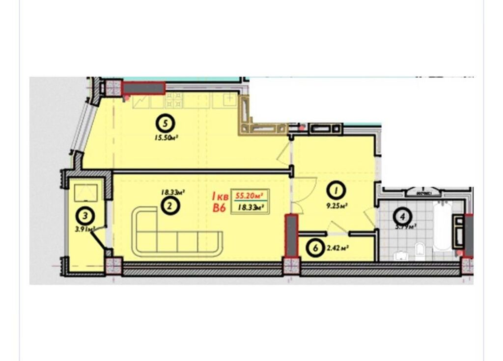 1 комната, 54 м², Асанбай мкр Элитка, 13 этаж, Дизайнерский ремонт: фото 7