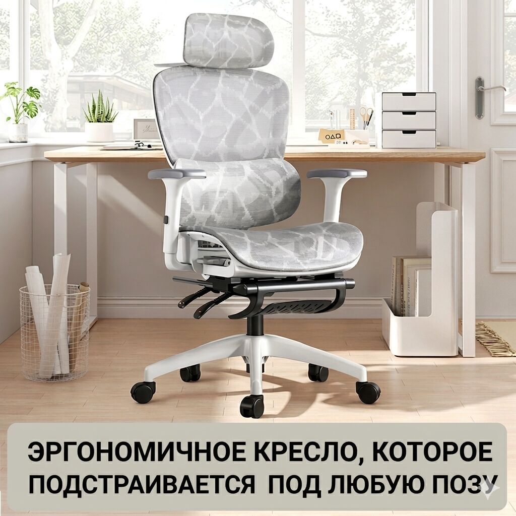 Игровое кресло, Новый, С колесиками, цвет - Белый, В рассрочку: фото 3
