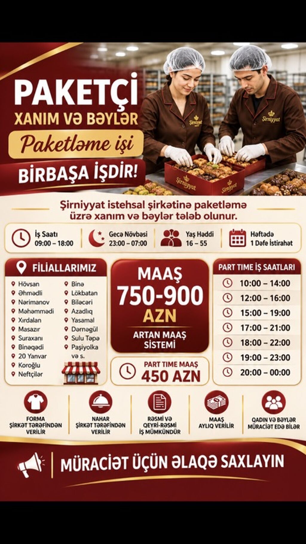 Qablaşdırıcı tələb olunur, İstənilən yaş, Təcrübəsiz, Aylıq ödəniş