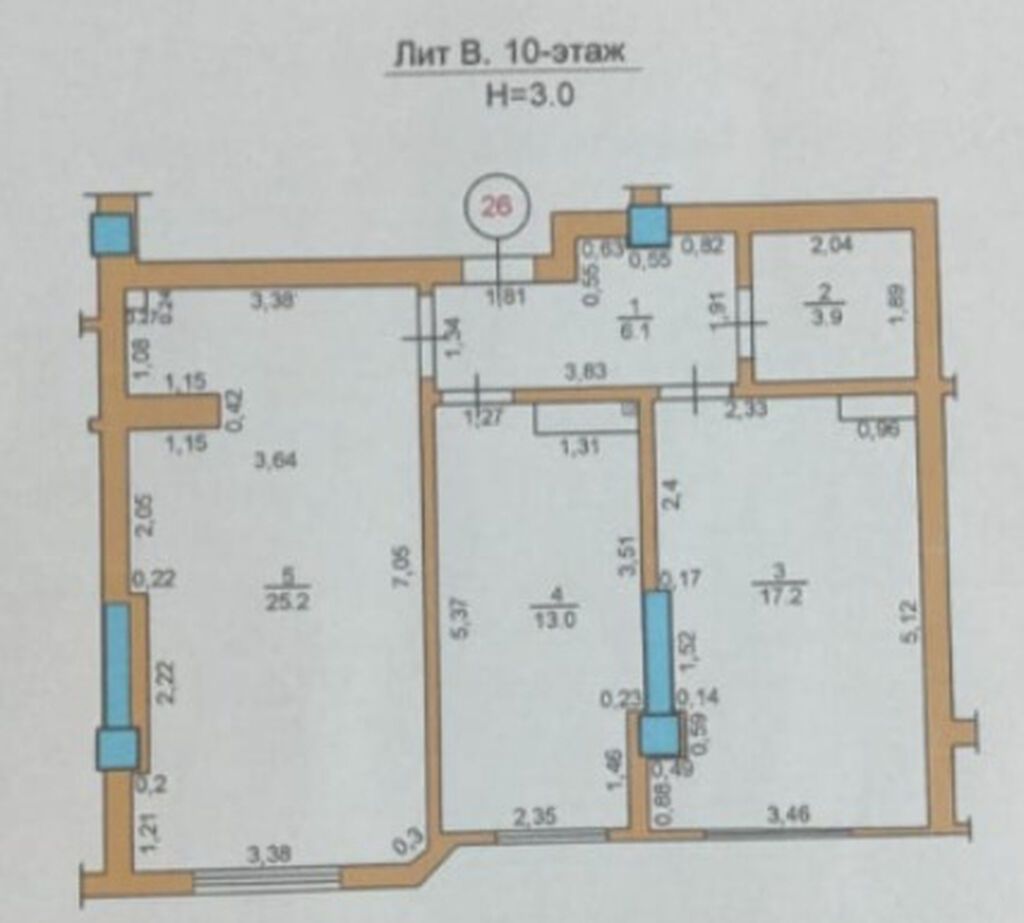 2 комнаты, 66 м², Золотой квадрат Элитка, 10 этаж, Косметический ремонт: фото 7
