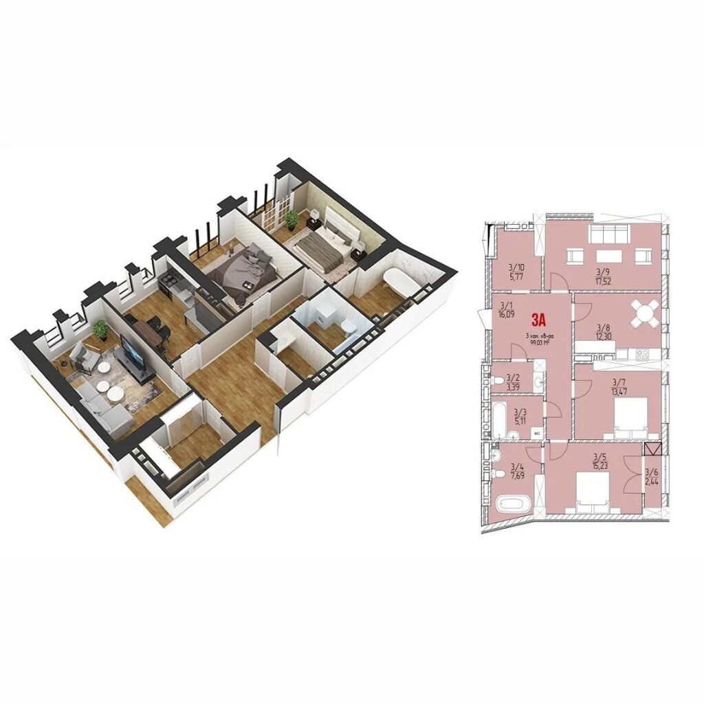 3 комнаты, 100 м², Восток-5 мкр Элитка, 8 этаж: фото 6