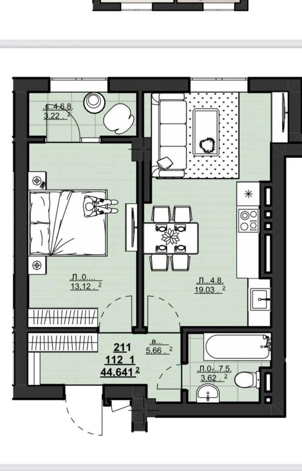 1 комната, 45 м², Асанбай мкр Элитка, 9 этаж, Дизайнерский ремонт: фото 7