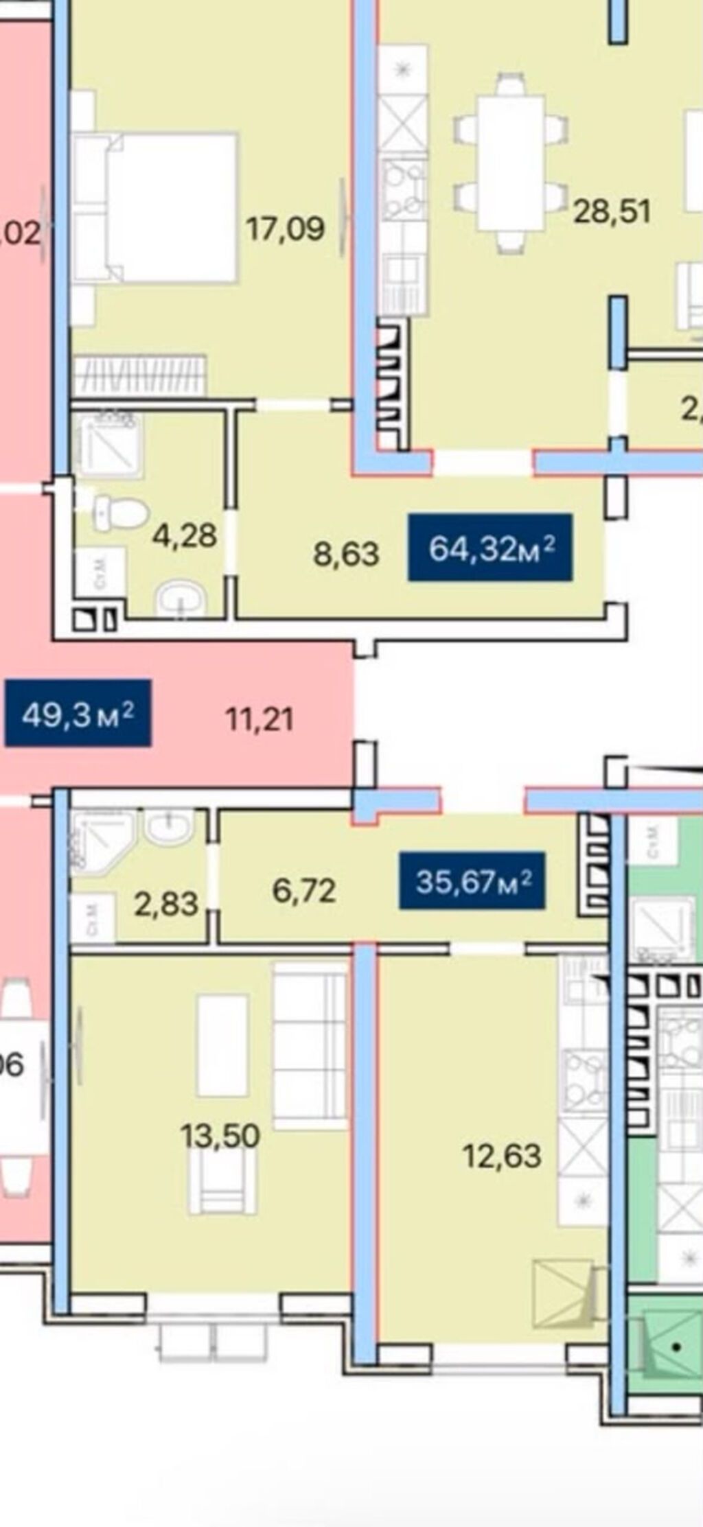 1 комната, 35 м², Пригородное с. Элитка, 6 этаж, ПСО (под самоотделку): фото 2