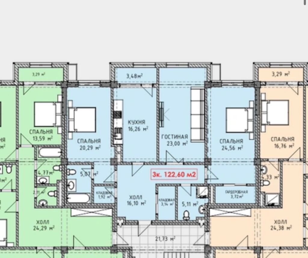 3 комнаты, 122 м², АУЦА Элитка, 2 этаж: фото 4