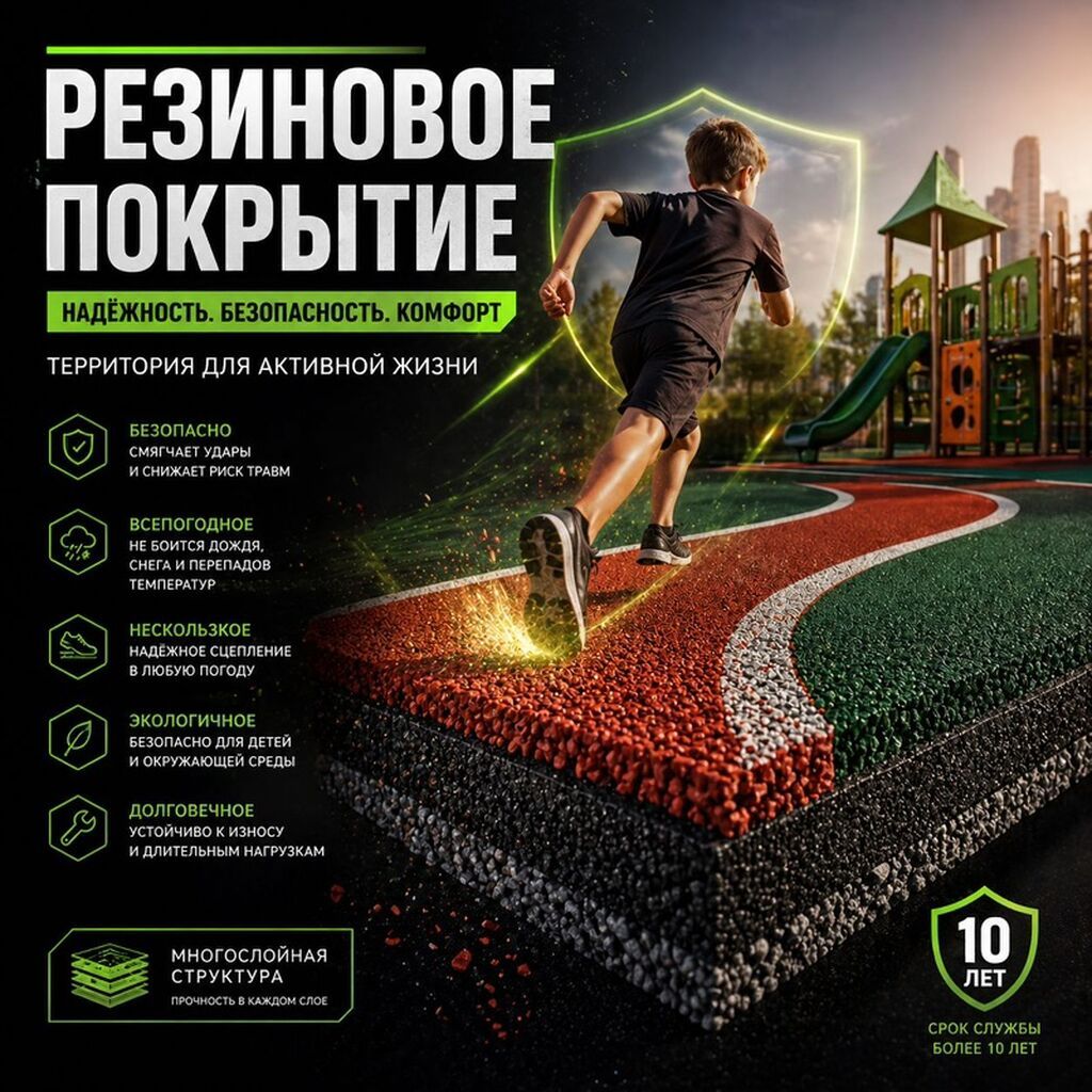 Резиновое покрытие для спортивных и детских площадок Основные