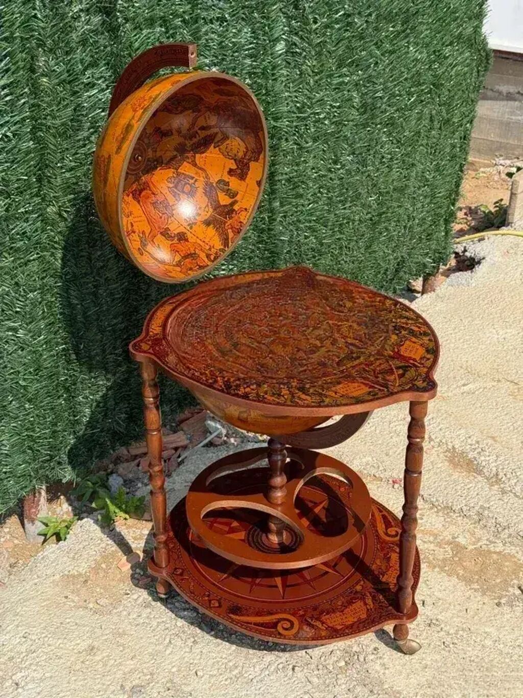 RS - Antique Drinks Carts: Stilski globus bar / kolica za piće - ODLIČNO STANJE U odličnom