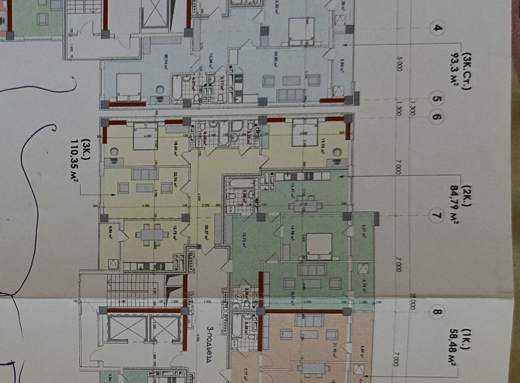 3 комнаты, 110 м², Асанбай мкр Элитка, 10 этаж, ПСО (под самоотделку): фото 2