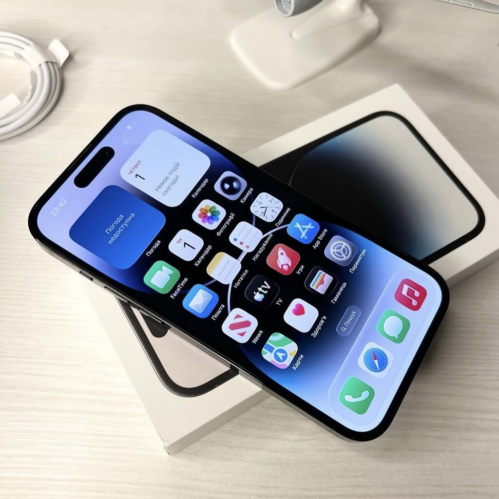 IPhone 14 Pro, Б/у, 256 ГБ, Черный, Коробка, 94 % — фото 3