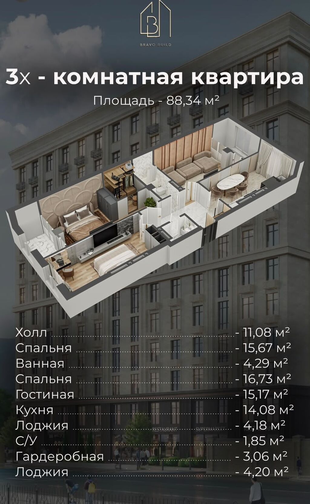 ПРЕМИУМ-КЛАСС В ЦЕНТРЕ БИШКЕКА ОТ $1300/М² ЖК «Премьера Плюс: фото 4