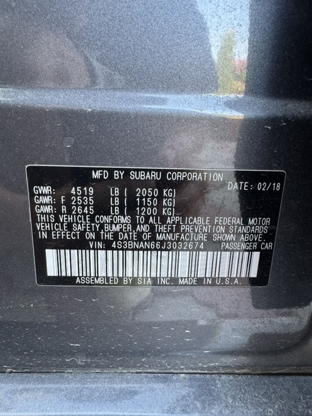 Subaru Legacy: 2018 г., Автомат, Седан: фото 3