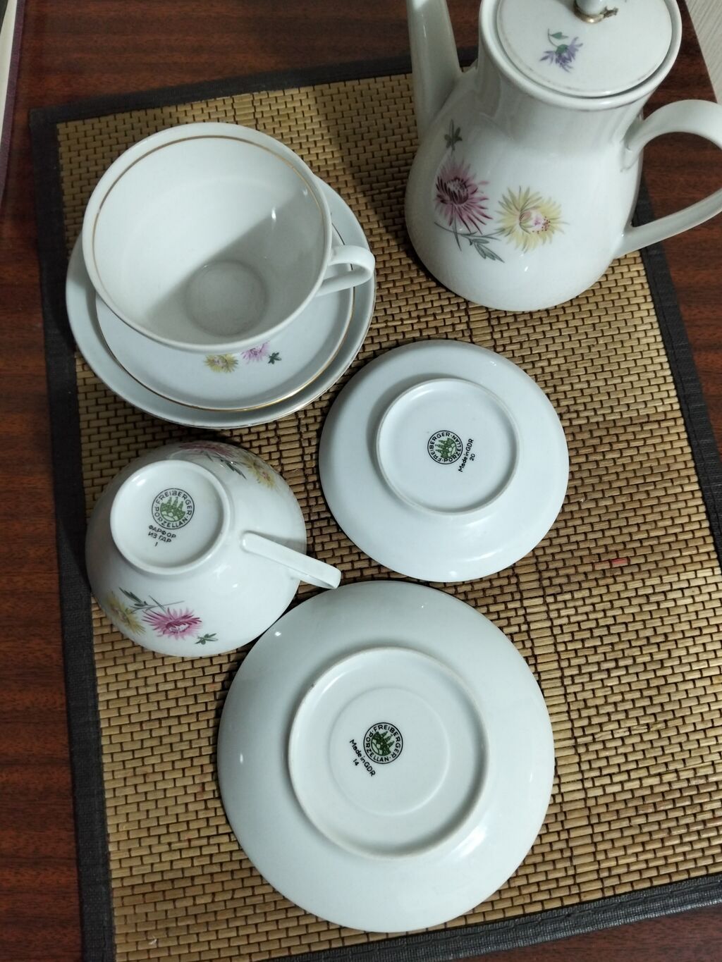 Фарфоровый чайный набор Rosenthal (Германия), деколь с цветами и: фото 2