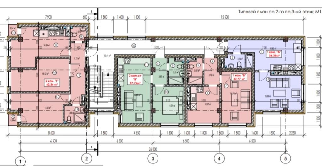 2 комнаты, 63 м², Западный (новый) автовокзал Индивидуалка, 1 этаж, ПСО (под самоотделку): фото 5
