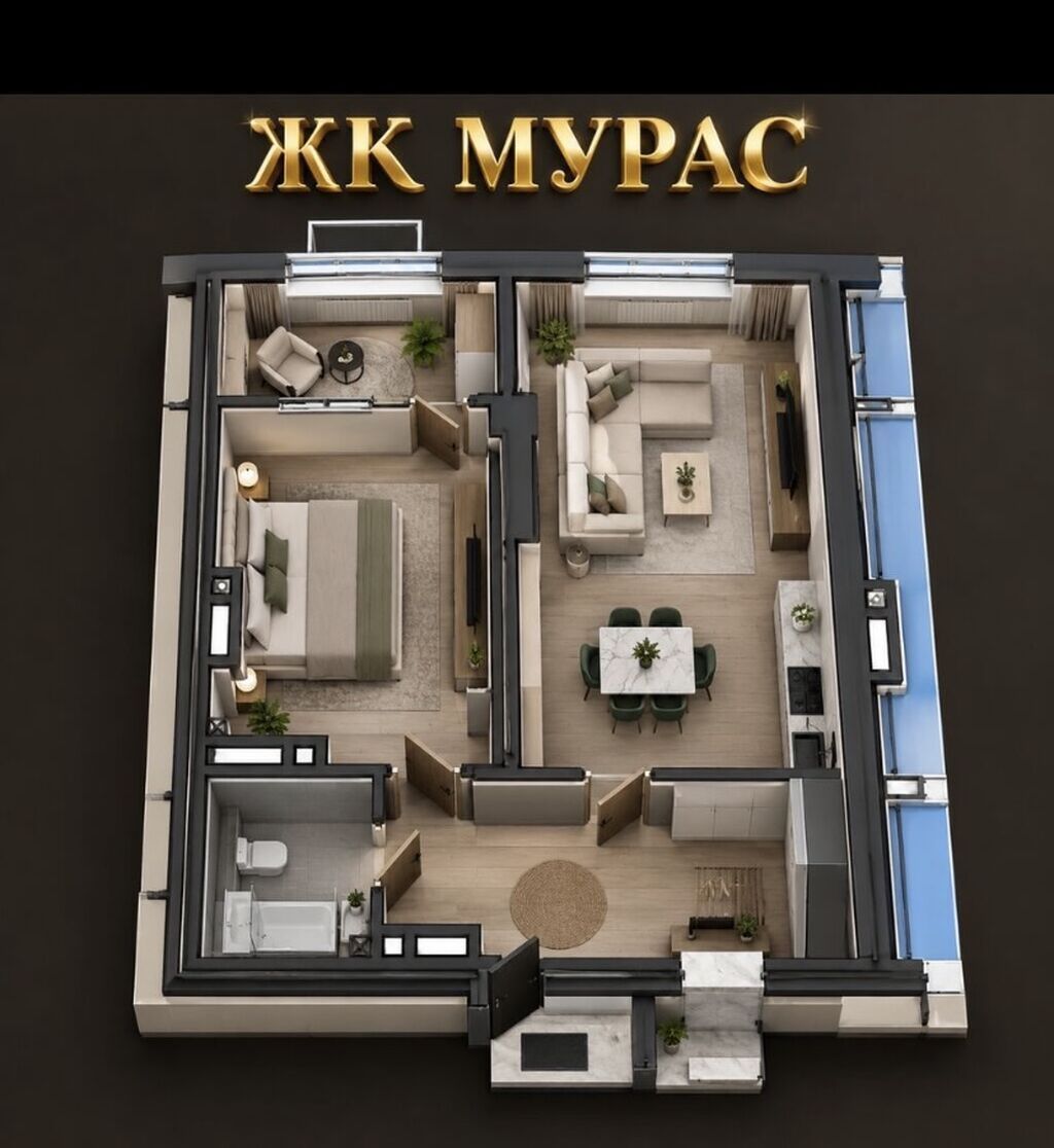 1 комната, 45 м², Нижний Джал (Джал-23) Элитка, 10 этаж, ПСО (под самоотделку): фото 2