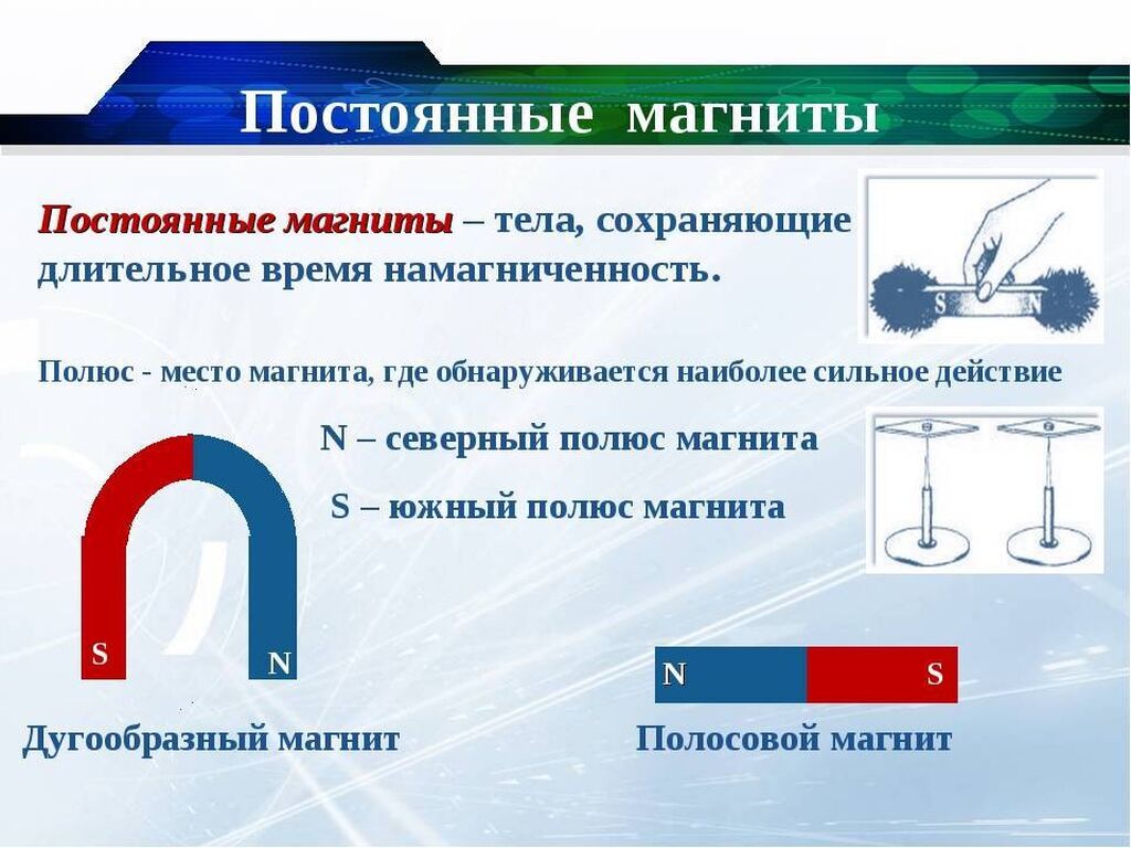 У магнитной стрелки два полюса выбери верный