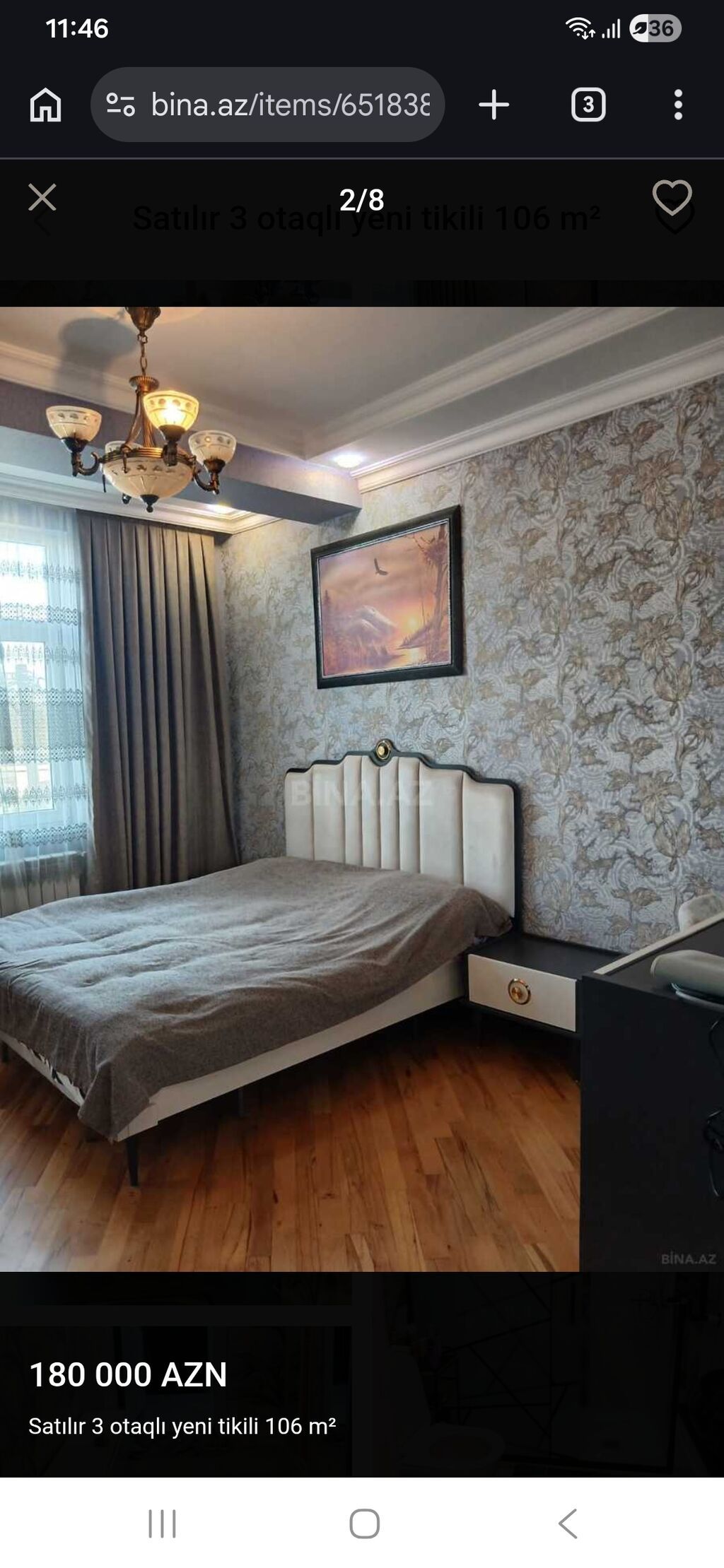3 otaqlı, Yeni tikili, 106 kv. m