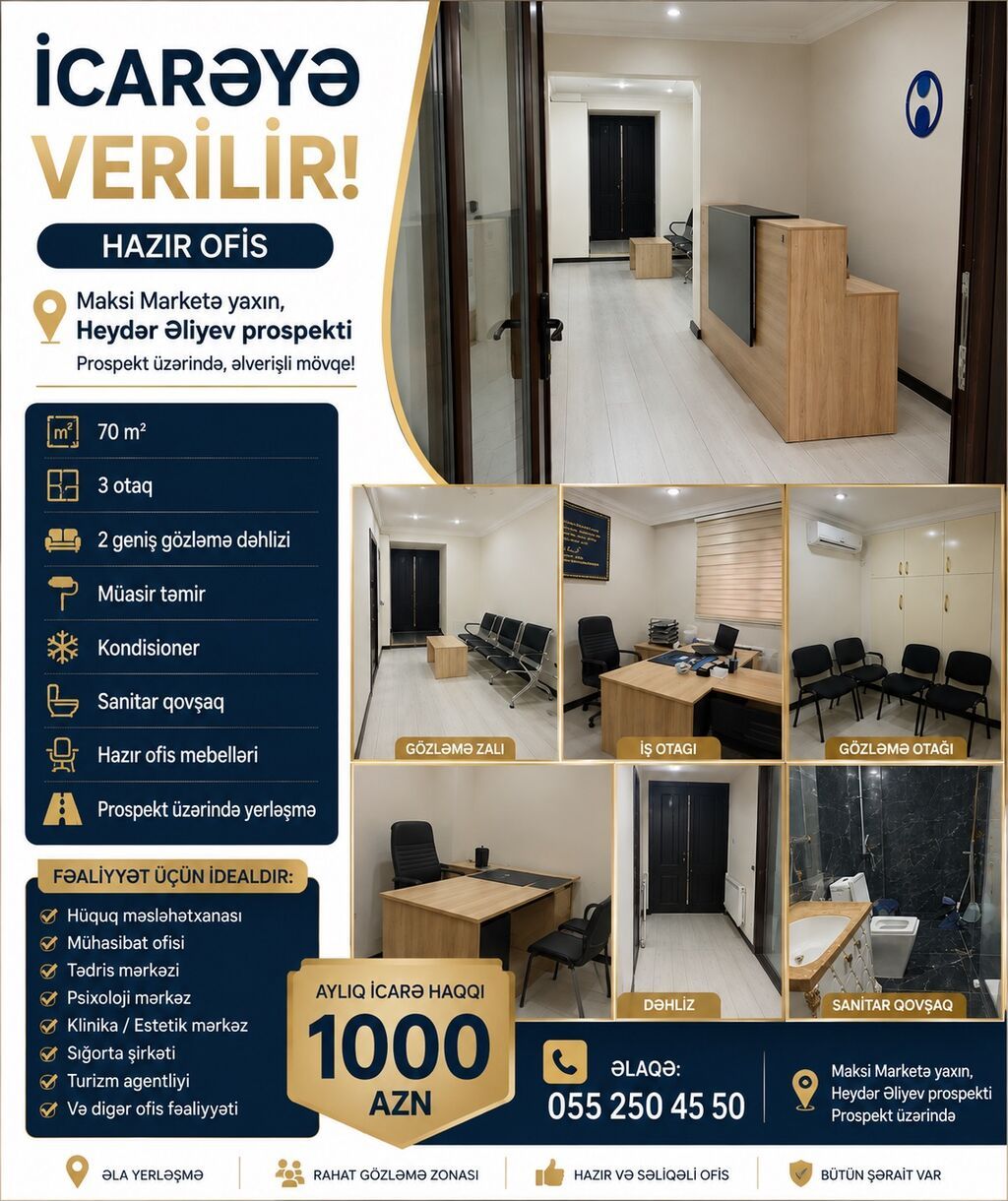İcarəyə verilir Yerləşmə: - Maksı Marketə yaxın, Heydər Əliyev