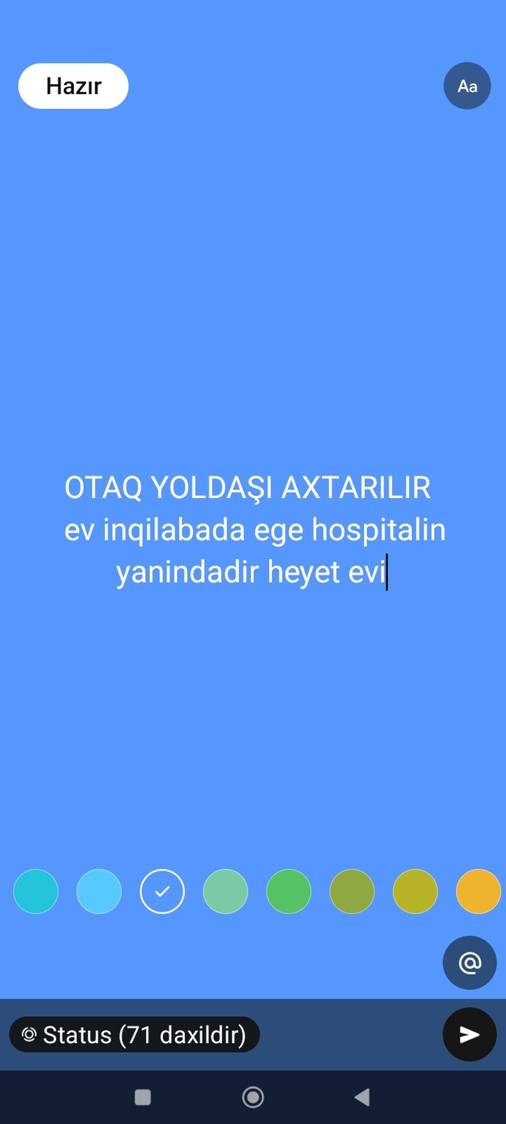 Otaq yoldaşı axtarılır. Bəy Mekan: İnqilabda, Ege Hospitalın yanında