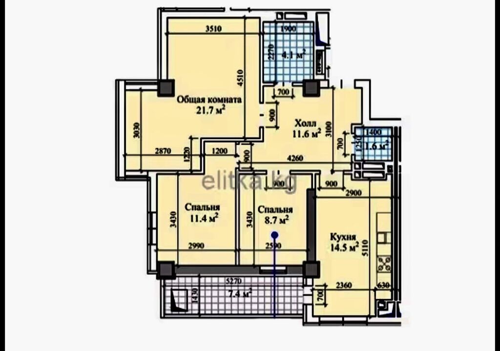 3 комнаты, 82 м², Технопарк Элитка, 5 этаж, ПСО (под самоотделку): фото 4