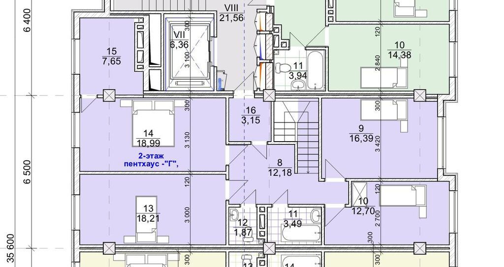 5 и более комнат, 192 м², Элитка, 9 этаж, ПСО (под самоотделку): фото 2
