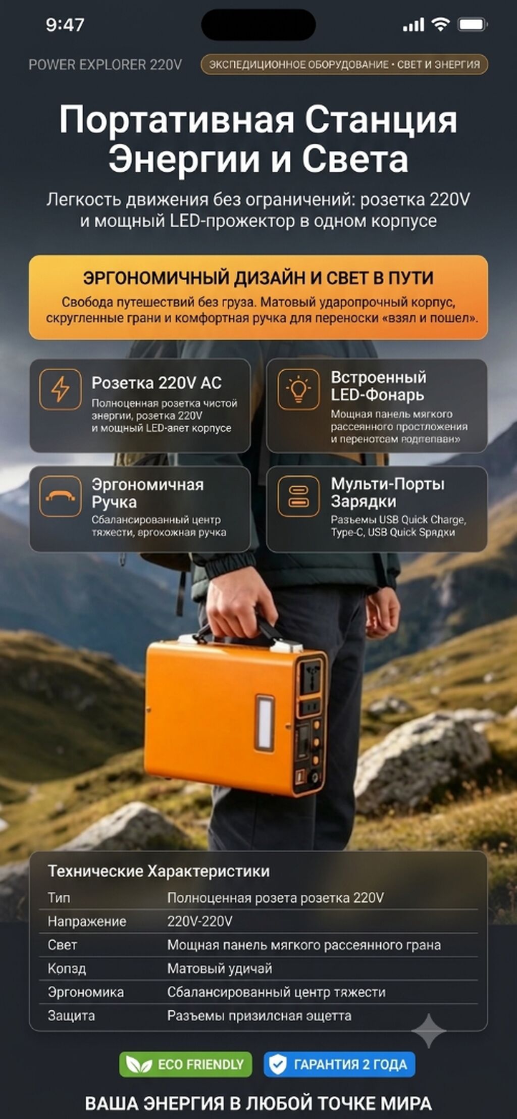Портативная электростанция/зарядная станция 220В Компактная станция: фото 2