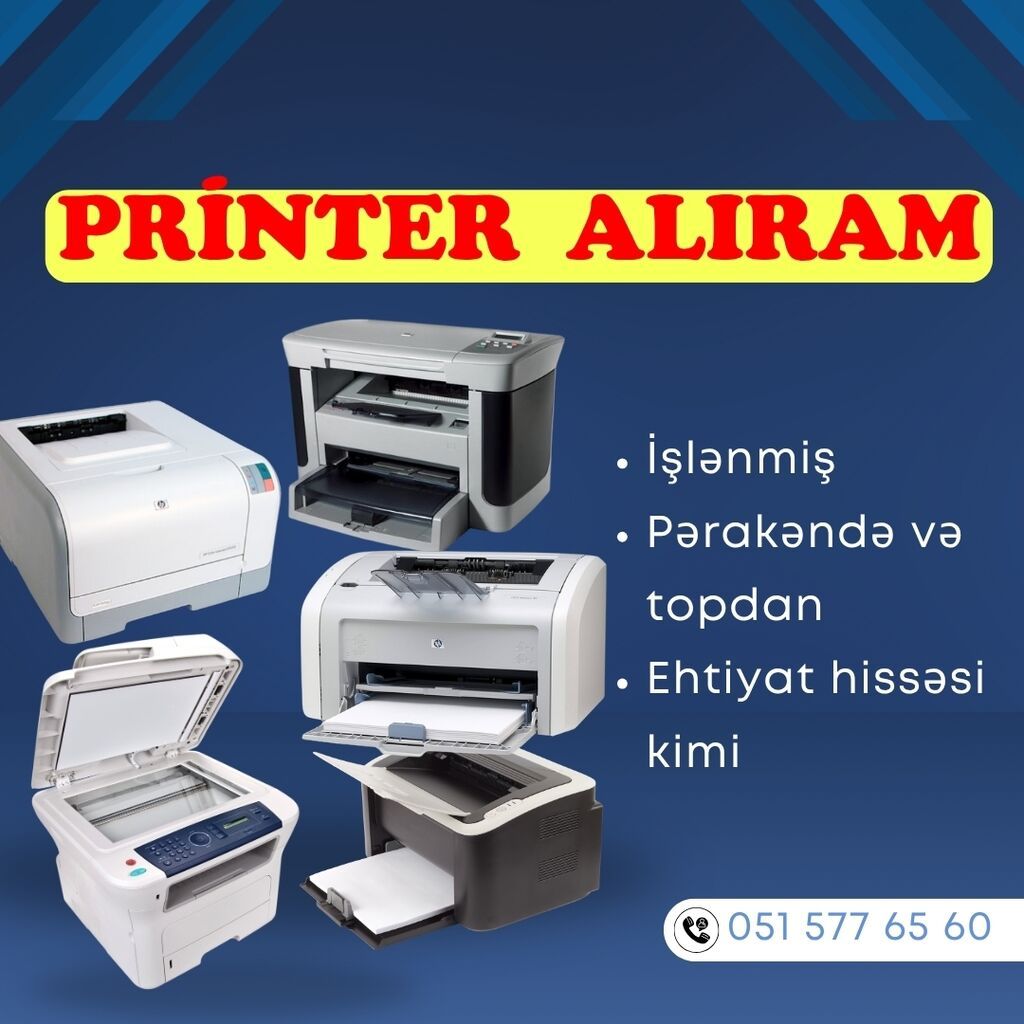 Printer alışı Təsvir: - Hər növ işlənmiş printerlərin qəbulu -