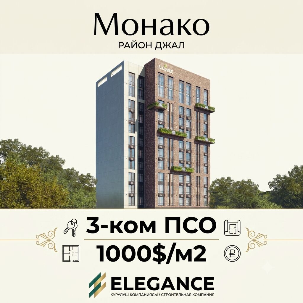3 комнаты, 107 м², Элитка, 9 этаж, ПСО (под самоотделку): фото 1