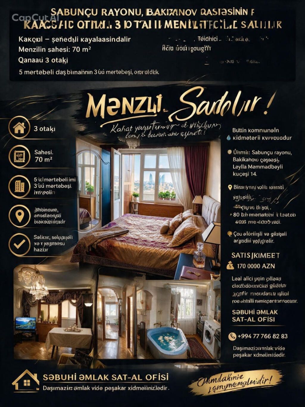 Tecili kupcali 3 otaqli bina evi satilir Sabuncu rayonu Bakıxanov