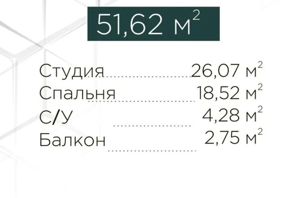 2 комнаты, 52 м², Индивидуалка, 6 этаж, ПСО (под самоотделку): фото 5
