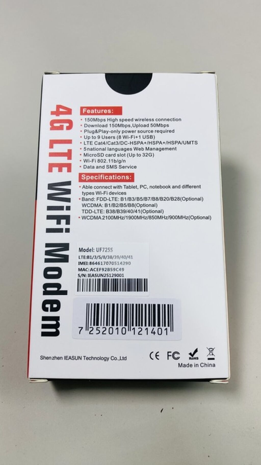 4G LTE Wi‑Fi модем/роутер IEASUN (модель UF725S) - Тип: 4G LTE Wingle: фото 3