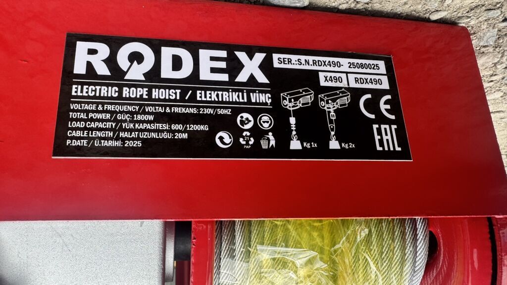 Электрический тельфер RODEX RDX490 (electric rope hoist) Основные: фото 5