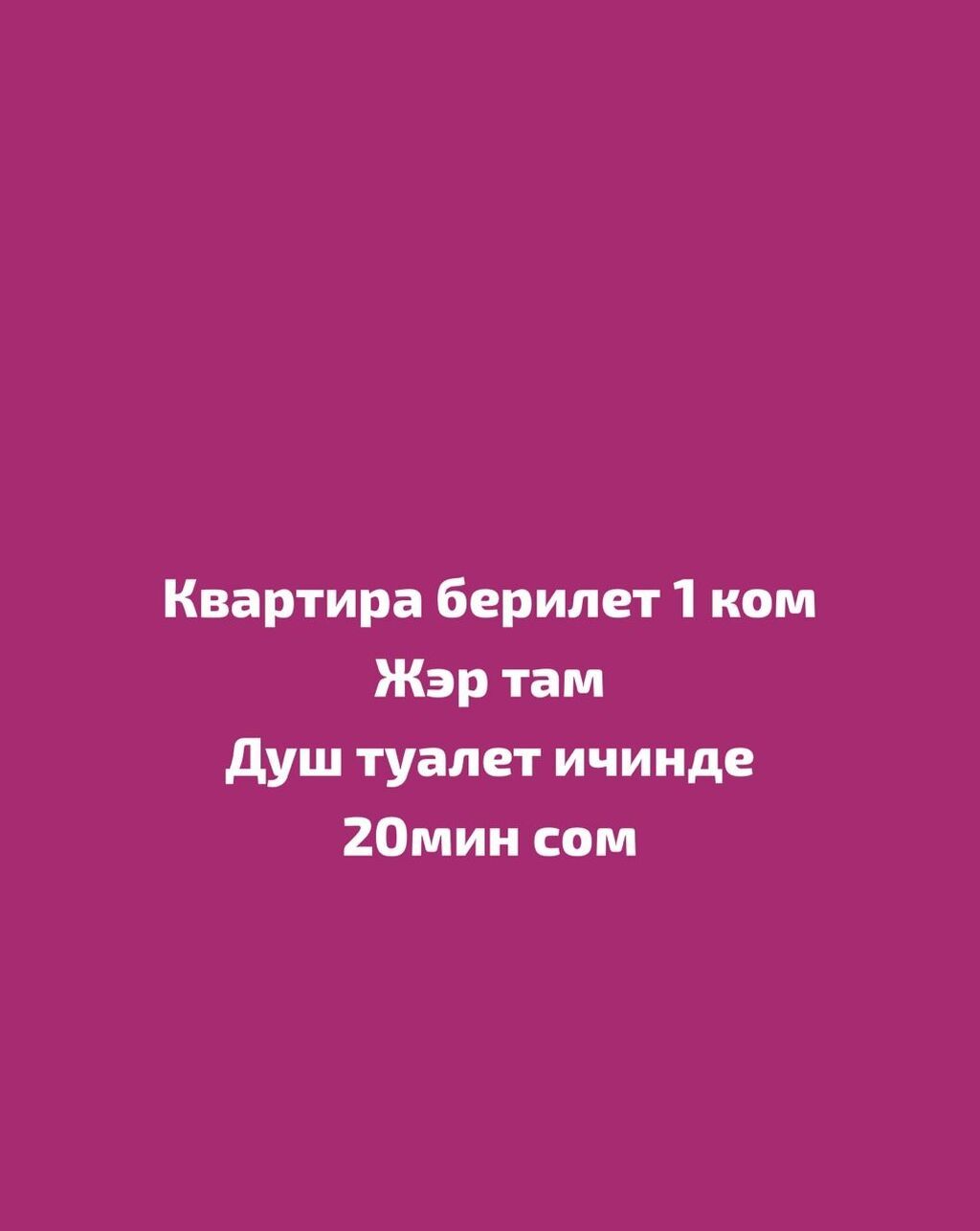 Сдаётся 1‑комнатная квартира. Пол — тёплый. Душ и туалет внутри