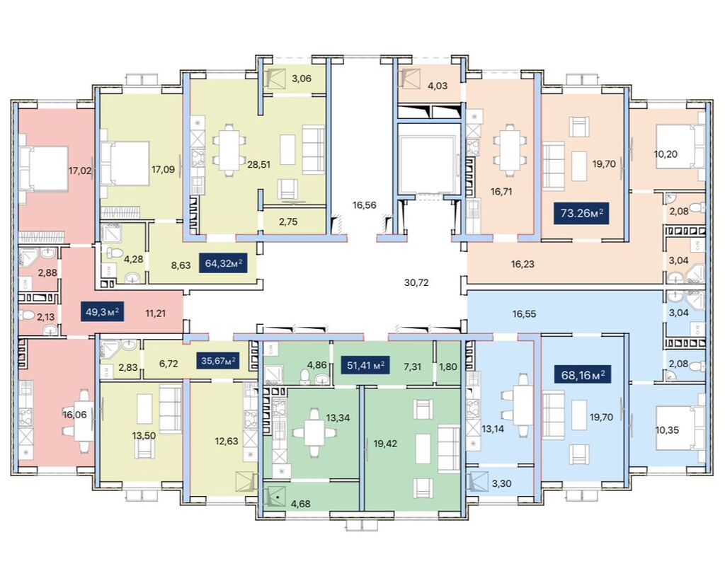 2 комнаты, 68 м², 2 этаж: фото 2