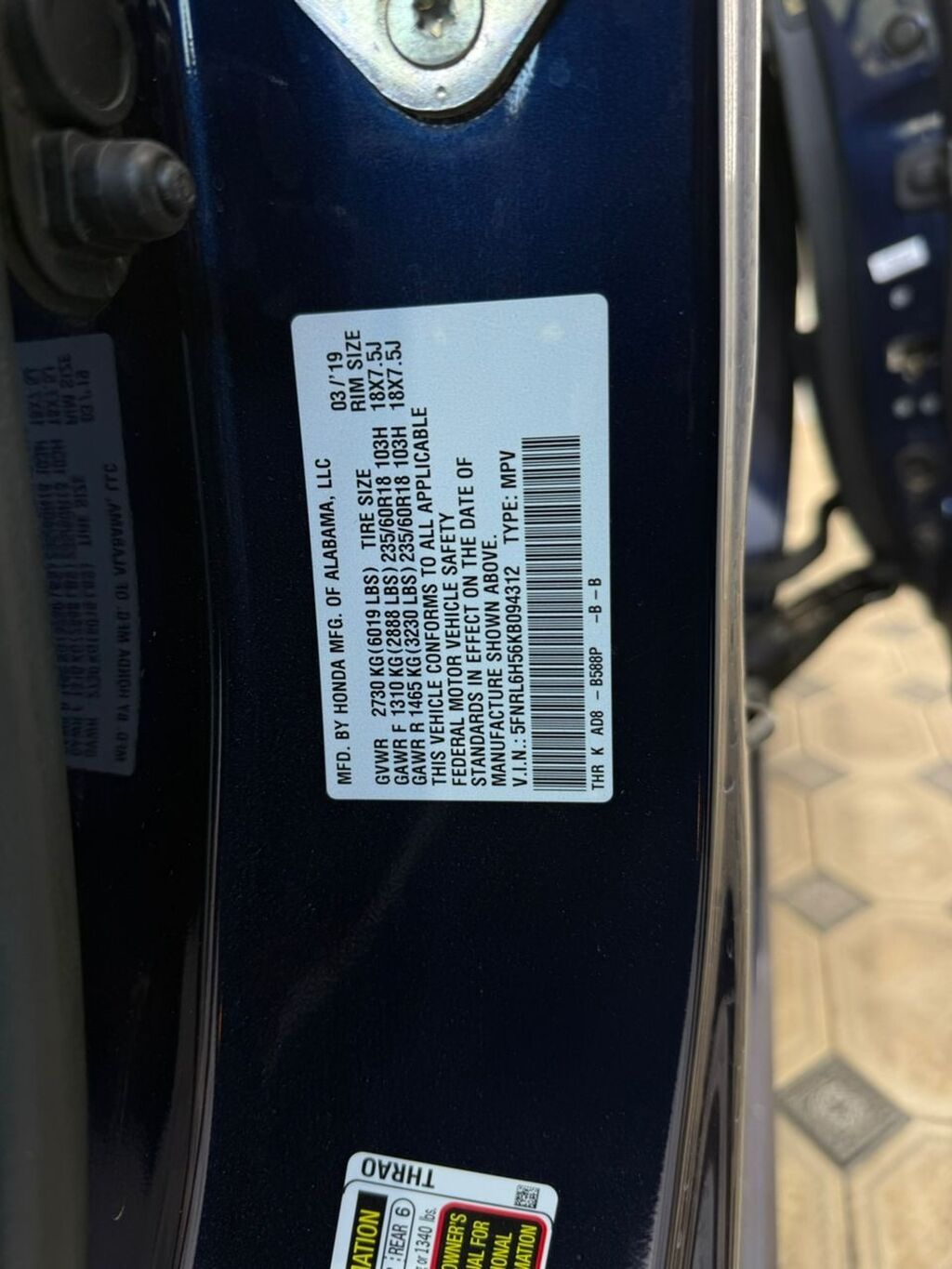 Honda Odyssey: 2019 г., 3.5 л, Автомат, Бензин, Минивэн: фото 7